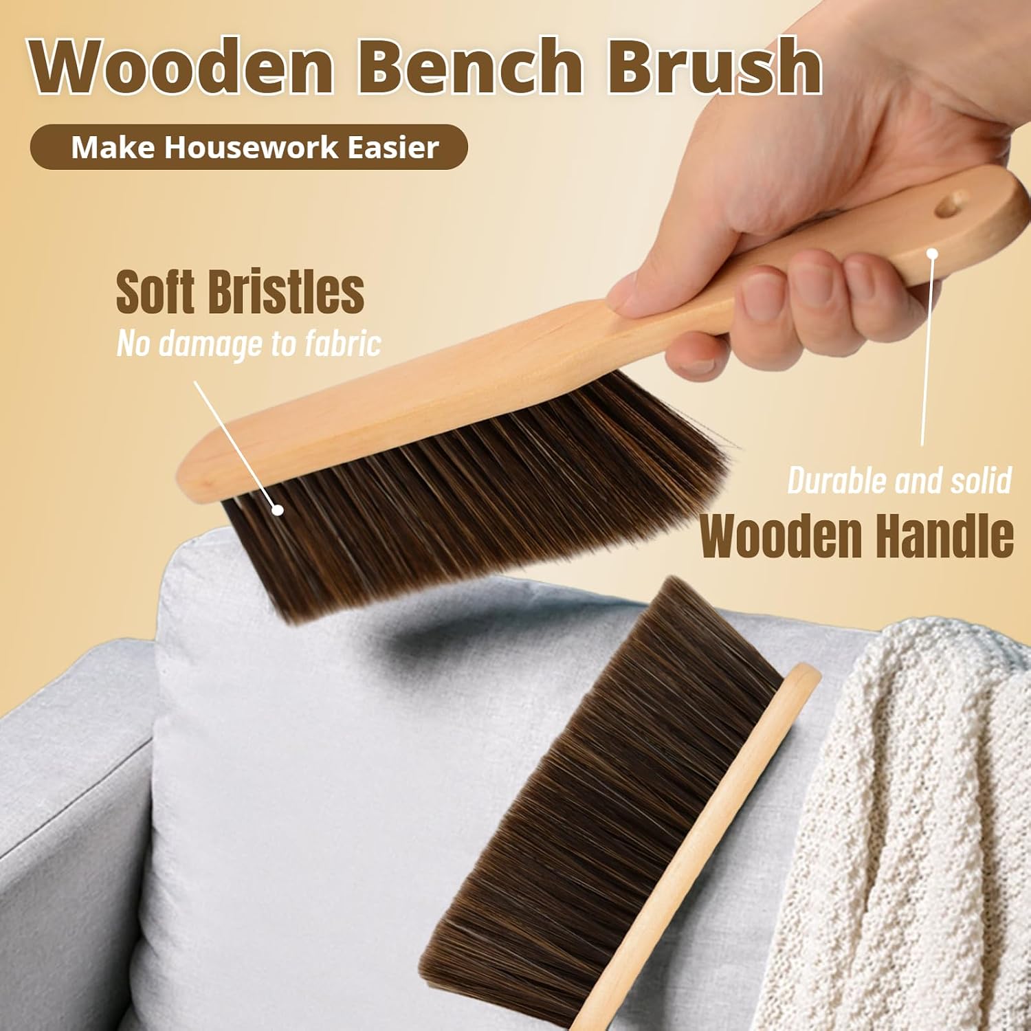 2-Piece Set: Dusting Brushes with Wooden Handles - Image 2